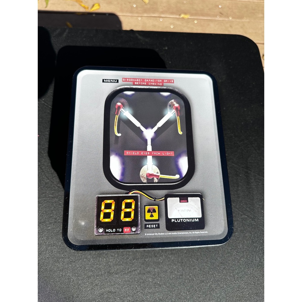 Universal Back to the Future Flux Capacitor Lunch Box Black Good Tin Metal
